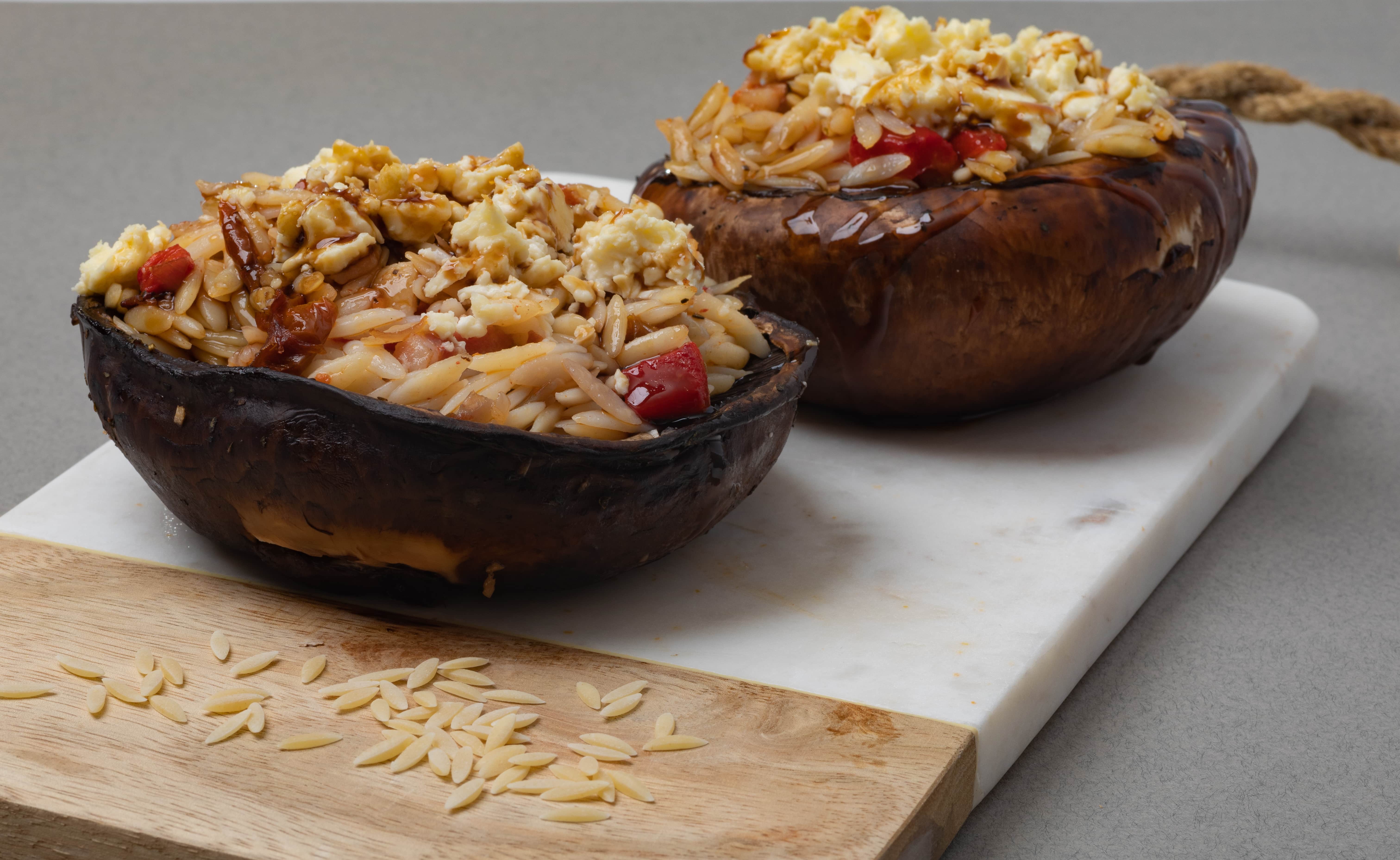 Orzo stuffed Portobello Mushroom